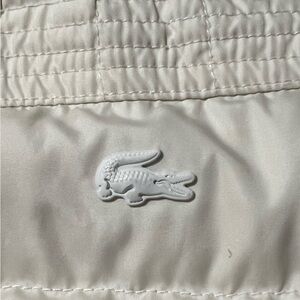 Lacoste Jacket Women's 38 Beige Quilted Puffer Full Zip and Button Stand Collar